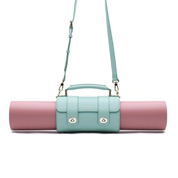 Saia London The Emmeline Yoga Mat Bag Teal New Vegan Faux Leather Shoulder Strap - Picture 2 of 16